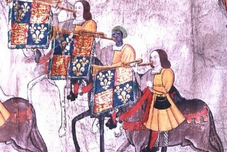 The Black Trumpeter at Henry VIII's Tournament. Westminster Tournament Roll (1511)
